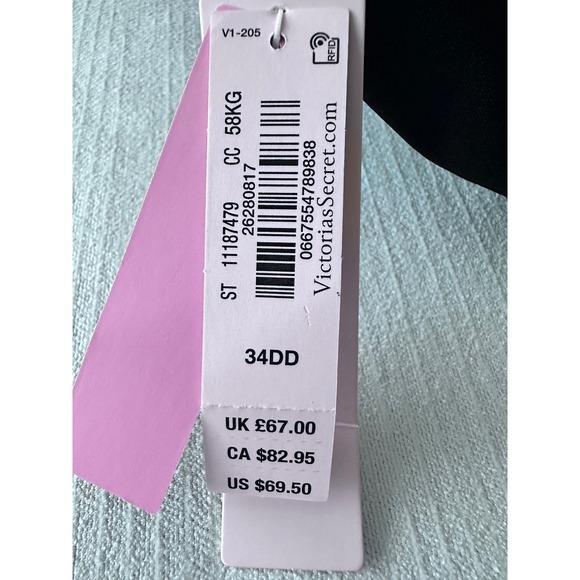 Victoria's Secret Shine Strap Push Up Bra 34DD Black Rhinestone Straps - Picture 7 of 8